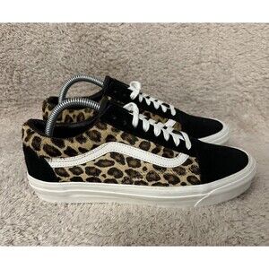 Vans Old Skool Suede Low Top Skate Shoes Sneakers Cheetah Black Women’s Size 9.5